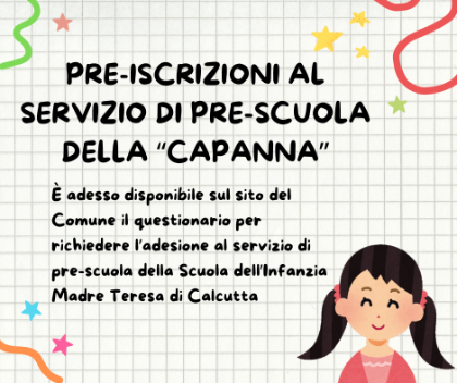 Pre-iscrizioni per il servizio di pre-scuola della Capanna