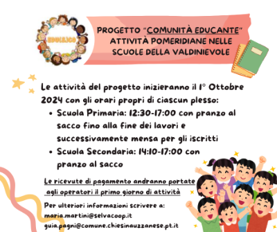 Grafica orari Comunità Educante